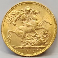 AUSTRALIA 1917 . ONE 1 SOVEREIGN . PERTH . GOLD